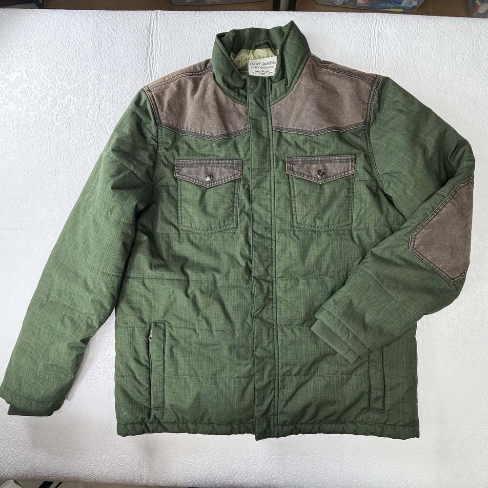 Cody James Authentic Western Apparel Green Insulated Zip/Button Jacket Mens L